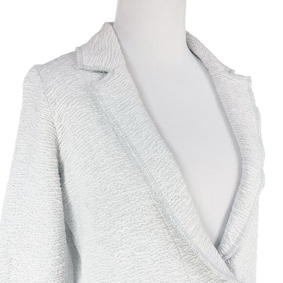 EILEEN FISHER Notch Collar Tencel Jacquard Textured Jacket Stone Grey Petite S - Picture 5 of 11